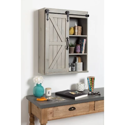 Decorative Wood Wall Storage Cabinet With Sliding Barn Door Rustic Gray - Kate & Laurel All Things Decor 9 Decorative Wood Wall Storage Cabinet With Sliding Barn Door Rustic Gray - Kate & Laurel All Things Decor - Image 7