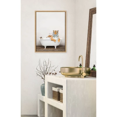 18" X 24" Sylvie Bengal Tiger In Rustic Bath Frame Canvas By Amy Peterson Natural - Kate & Laurel All Things Decor 6 18" X 24" Sylvie Bengal Tiger In Rustic Bath Frame Canvas By Amy Peterson Natural - Kate & Laurel All Things Decor - Image 4