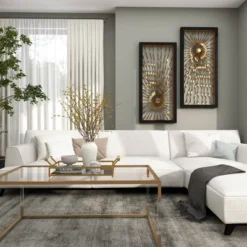 Metal Sunburst Coiled Ribbon Wall Decor With Black Frame Gold - Olivia & May -Safavieh Store GUEST 9f9ce378 7f31 4bcc 8248 7ef433936c0c