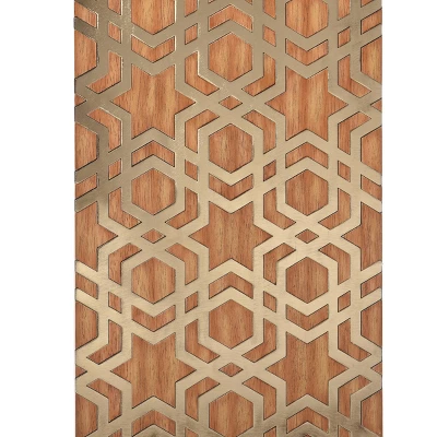 Harmony Mid-Century Wood With Metal Inlay Wall Decor Brass - StyleCraft 4 Harmony Mid-Century Wood With Metal Inlay Wall Decor Brass - StyleCraft - Image 2