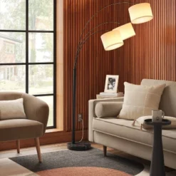 Avenal 3-Head Shaded Arc Floor Lamp Black - Thresholdâ˘