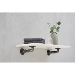 23.6" X 9.8" Lite Vintage Pine Shelf White - Dolle Shelving