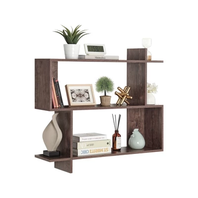 35.4" X 32" Manasa Floating Geometric Kilter 2 Tier Wall Shelf - Danya B. 10 35.4" X 32" Manasa Floating Geometric Kilter 2 Tier Wall Shelf - Danya B. - Image 8