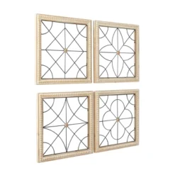 Set Of 4 Wood Geometric Carved Beading Wall Decors With Metal Wire Brown - Olivia & May -Safavieh Store GUEST a6e5969a 33c3 4b02 aa5d 9a62822f9c48