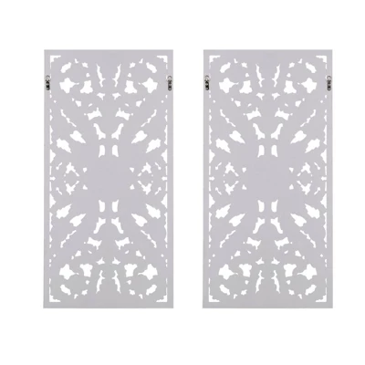 (Set Of 2) 15.5" X 31.5" Botanical Wood Carved Wall Panel White 3 (Set Of 2) 15.5" X 31.5" Botanical Wood Carved Wall Panel White