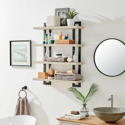 36" X 28.4" 4 Tier Floating Bracket Wall Shelf Unit - Danya B. 8 36" X 28.4" 4 Tier Floating Bracket Wall Shelf Unit - Danya B. - Image 6