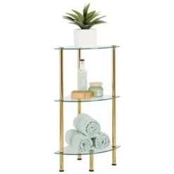 MDesign Glass/Metal Household Corner Organizer Shelf -Safavieh Store GUEST a9f255a3 857b 4eb3 a5fe ddb01c3ce34a