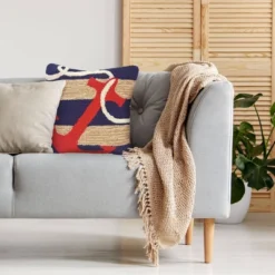 18"x18" Anchor Indoor/Outdoor Square Throw Pillow Navy - Liora Manne