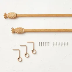 Pineapple Faux Wood Curtain Rod Natural Wood - Opalhouse™ Designed With Jungalow™ -Safavieh Store GUEST b565e685 bbc8 405f abbe 297780442d88