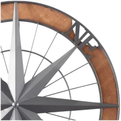 Metal Nautical Compass Wall Decor With Wood Frame Gray - Olivia & May -Safavieh Store GUEST b73489ed 8e07 4c5b a731 a986df62a406