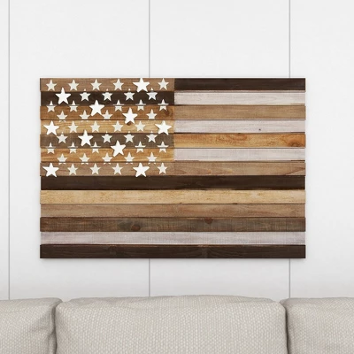 Wood American Flag Handmade Wall Decor Dark Brown - Olivia & May 16 Wood American Flag Handmade Wall Decor Dark Brown - Olivia & May - Image 14
