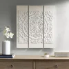 (Set Of 3) 35.5" Height Wooden Mandala 3D Embellished Canvas Decorative Wall Art Set White