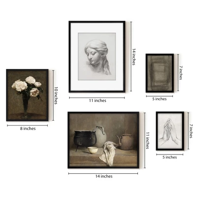 Americanflat 5 Piece Vintage Gallery Wall Art Set - Pot Kettle Still Life, Sculpture Study, Roses, Geometric Abstract By Maple + Oak 4 Americanflat 5 Piece Vintage Gallery Wall Art Set - Pot Kettle Still Life, Sculpture Study, Roses, Geometric Abstract By Maple + Oak - Image 2