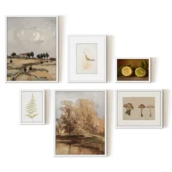 Americanflat 6 Piece Vintage Gallery Wall Art Set - Fall Study, Autumn In The Hills, Mushrooms, Light Bird, Fern Frond By Maple + Oak -Safavieh Store GUEST b97b1083 43fd 44d8 864b 6d7b2a945400