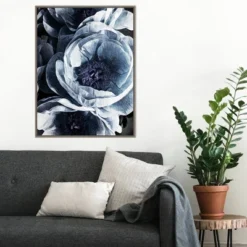 22" X 30" Peony Blue Petals III By Ashley Aldridge Framed Canvas Wall Art Gray Wash - Amanti Art -Safavieh Store GUEST ba38b8d0 5cf9 4494 96a3 1b9cf878db78