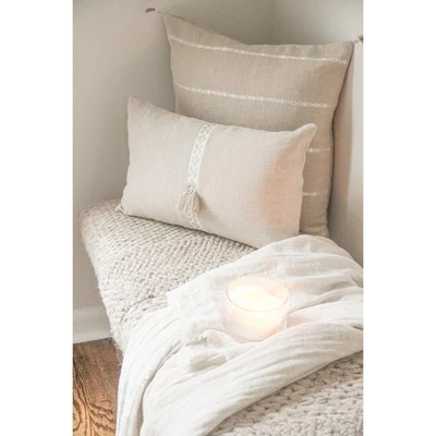 Natural Beige Geo Trim Pillow Cover 12x20 - Anaya 4 Natural Beige Geo Trim Pillow Cover 12x20 - Anaya - Image 2