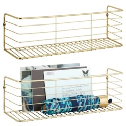 MDesign Wide Metal Wall Mount Storage Organizer Display Shelf - 2 Pack, Black -Safavieh Store GUEST bcc97f68 69b0 41b3 9a3f b8afd019486d