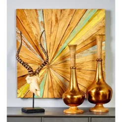 Teak Wood Starburst Handmade Radial Wall Decor Brown - Olivia & May -Safavieh Store GUEST c077b014 b948 4fee bbed cfa1e384c564