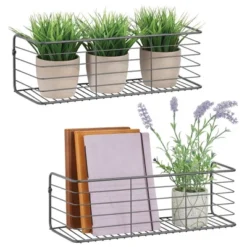 MDesign Wide Metal Wall Mount Storage Organizer Display Shelf - 2 Pack, Black -Safavieh Store GUEST c13b44b1 f776 4fc7 ab74 460280eef86d