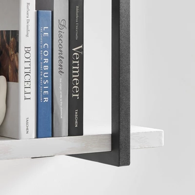 31.5" X 22.5" Modern 2 Tier Hanging Bracket Wall Shelve White Birch - Danya B. 12 31.5" X 22.5" Modern 2 Tier Hanging Bracket Wall Shelve White Birch - Danya B. - Image 10