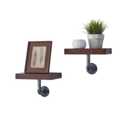 11.7" X 7.6" 2pc Industrial Pipe Wall Shelf Set - Danya B. -Safavieh Store GUEST c3e8b470 82a5 42e3 b14e 7be4e7b2278e