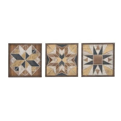 Wood Geometric Southwestern Wall Decor Set Of 3 - Olivia & May 8 Wood Geometric Southwestern Wall Decor Set Of 3 - Olivia & May - Image 6