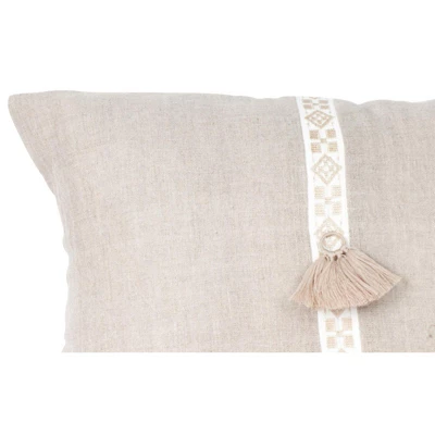 Natural Beige Geo Trim Pillow Cover 12x20 - Anaya 6 Natural Beige Geo Trim Pillow Cover 12x20 - Anaya - Image 4