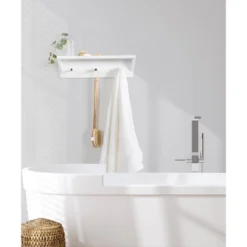 18" X 5" Adlynn Decorative Wall Shelf With Pegs White - Kate & Laurel All Things Decor -Safavieh Store GUEST c6343bc3 bc0c 4428 a887 df10f5f3f75e