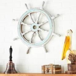 Wood Sail Boat Ship Wheel Wall Decor With Distressing Blue - Olivia & May 41 Wood Sail Boat Ship Wheel Wall Decor With Distressing Blue - Olivia & May -Safavieh Store GUEST c9e9c3ab 883a 4caa b8a5 32c8fb12bcae
