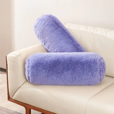 Cheer Collection Set Of 2 Shaggy Long Hair Bolster Pillows (8" X 24") 17 Cheer Collection Set Of 2 Shaggy Long Hair Bolster Pillows (8" X 24") - Image 15
