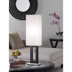 360 Lighting Floating Rectangle Modern Table Lamp 30" Tall Black Metal Open Frame White Fabric Box Shade For Bedroom Living Room Bedside Nightstand 12 360 Lighting Floating Rectangle Modern Table Lamp 30" Tall Black Metal Open Frame White Fabric Box Shade For Bedroom Living Room Bedside Nightstand -Safavieh Store GUEST cba23614 a153 450b 8727 52b72230fe59