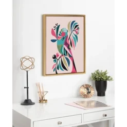 18" X 24" Sylvie Parakeet Framed Canvas Wall Art By Rachel Lee Natural - Kate And Laurel -Safavieh Store GUEST cbb370bc 4adb 47d2 a482 30ea4e8c8049