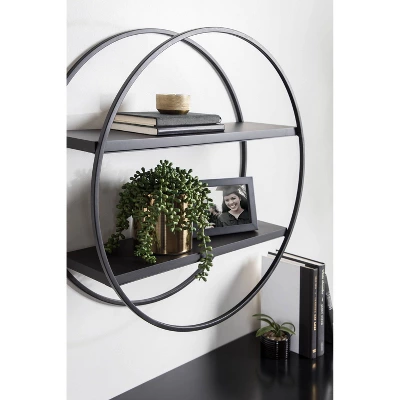24" Diameter Sequoia Wood And Metal Round Wall Shelf - Kate & Laurel All Things Decor 10 24" Diameter Sequoia Wood And Metal Round Wall Shelf - Kate & Laurel All Things Decor - Image 8