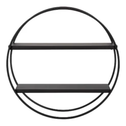 24" Diameter Sequoia Wood And Metal Round Wall Shelf - Kate & Laurel All Things Decor