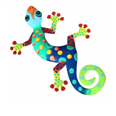 Global Crafts Colorful Gecko Haitian Steel Drum Wall Art, 13 Inch 7 Global Crafts Colorful Gecko Haitian Steel Drum Wall Art, 13 Inch - Image 5