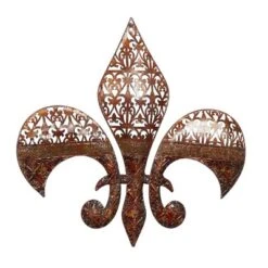 Metal Fleur De Lis Wall Decor With Perforated Details Brown - Olivia & May -Safavieh Store GUEST ce954ecc 4f7b 4255 a8e6 5396c09989db