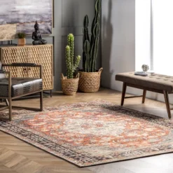 NuLOOM Esmeralda Printed Floral Medallion Flatweave Area Rug