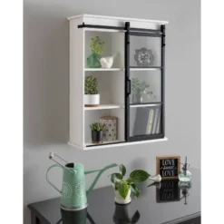 22" X 28" Barnhardt Decorative Wooden Wall Cabinet With Sliding Glass Door White - Kate & Laurel All Things Decor 13 22" X 28" Barnhardt Decorative Wooden Wall Cabinet With Sliding Glass Door White - Kate & Laurel All Things Decor -Safavieh Store GUEST d65ca11f 793c 46d7 aa4c 405aedf19adf
