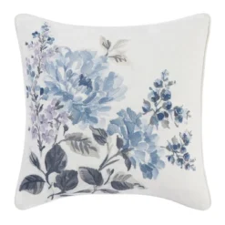 Laura Ashley Chloe Floral Embroidered Throw Pillow Blue