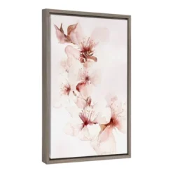 16" X 23" Watercolor Blossoms II Framed Canvas Wall Art - Amanti Art