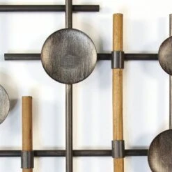 39.37" X 23.62" Metal And Wood Wall Sculpture Gunmetal - Stratton Home Décor