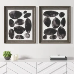 2pc Skipping Stones Geo UV Printed Shadowbox Wall Art Set Black - Madison Park -Safavieh Store GUEST db6df507 4685 4796 8504 320f03334ef1