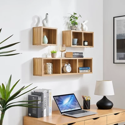 3pc Bauhaus Floating Geometric Cubby Wall Shelf Set - Danya B. 6 3pc Bauhaus Floating Geometric Cubby Wall Shelf Set - Danya B. - Image 4