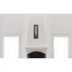 9.75" X 29.75" Metal Feather Wood Wall Décor - Storied Home
