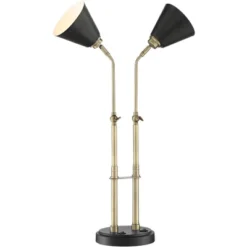 Possini Euro Design Sentry Modern Mid Century Desk Lamp 23" High Black Brass With USB Charging Port LED Adjustable Cone Shade For Bedroom Living Room -Safavieh Store GUEST e240447e 5fa7 45ac adb1 c441648f3303