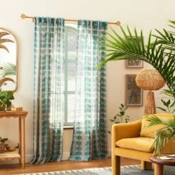Best Seller 23 1pc Sheer Vines Burnout Window Curtain Panel Green - Opalhouse⢠Designed With Jungalowā¢