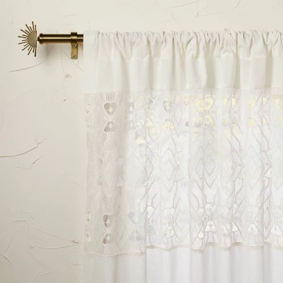 1pc Sheer Banded Geo Macrame Window Curtain Panel White - Opalhouse™ Designed With Jungalow™ 6 1pc Sheer Banded Geo Macrame Window Curtain Panel White - Opalhouse™ Designed With Jungalow™ - Image 4
