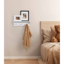18" X 5" Adlynn Decorative Wall Shelf With Pegs White - Kate & Laurel All Things Decor -Safavieh Store GUEST e5e7dca0 d2b4 45a2 aed5 8d966e0a6266