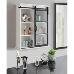22" X 28" Barnhardt Decorative Wooden Wall Cabinet With Sliding Glass Door White - Kate & Laurel All Things Decor 15 22" X 28" Barnhardt Decorative Wooden Wall Cabinet With Sliding Glass Door White - Kate & Laurel All Things Decor -Safavieh Store GUEST e6a31bb5 63e4 4f3a 8013 e77057ec781e