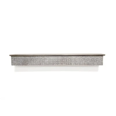 Solid Wood Wall Ledge Shelf With Embossed Metal Details Decorative Metal - InPlace 8 Solid Wood Wall Ledge Shelf With Embossed Metal Details Decorative Metal - InPlace - Image 6